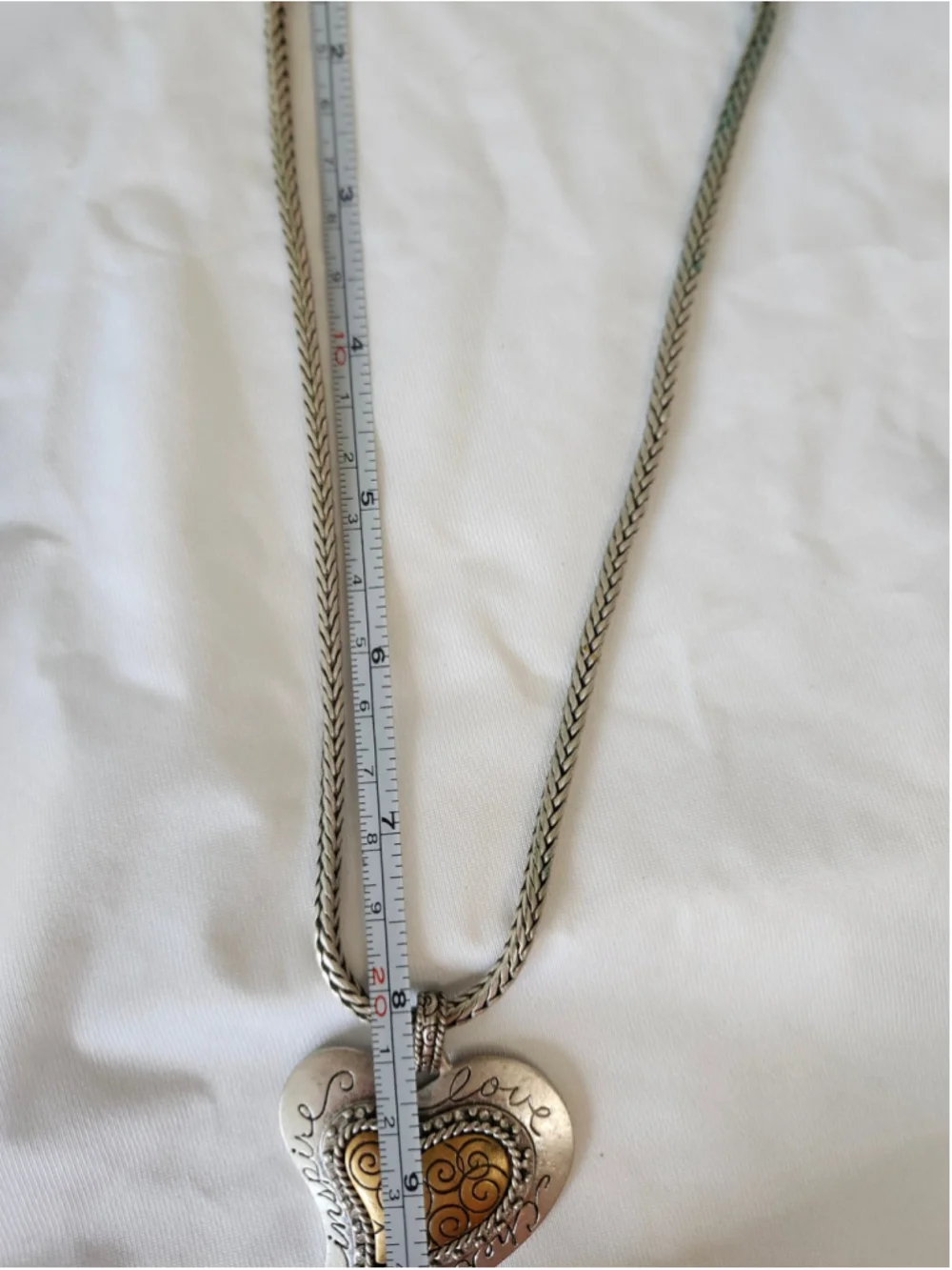 Women's Chico's Silver and Gold Tone Heart Pendant Necklace One Size